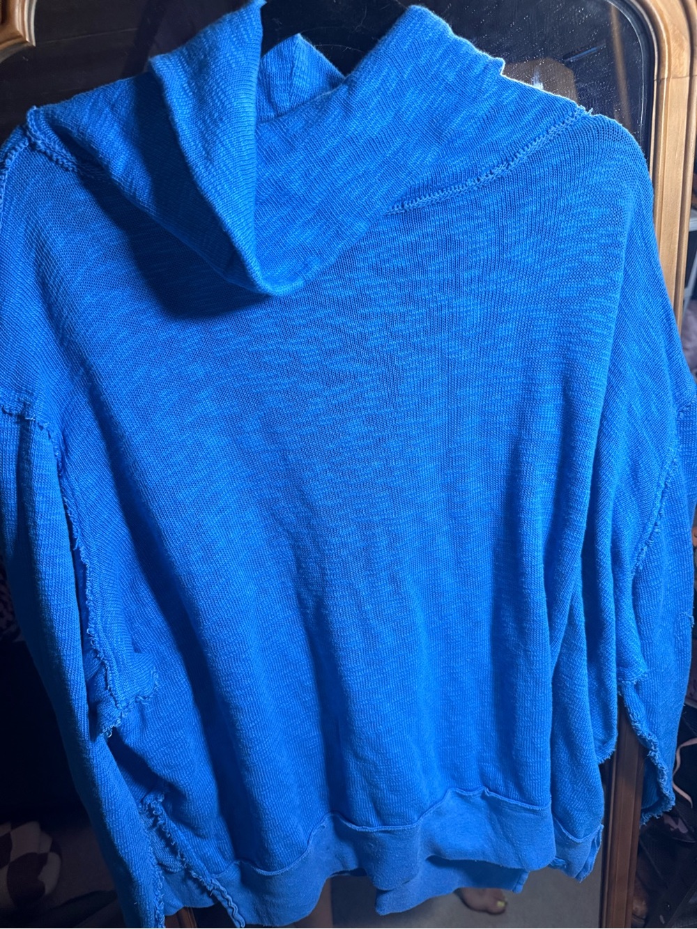 We The Free Bright Blue Cowl Neck Sweater